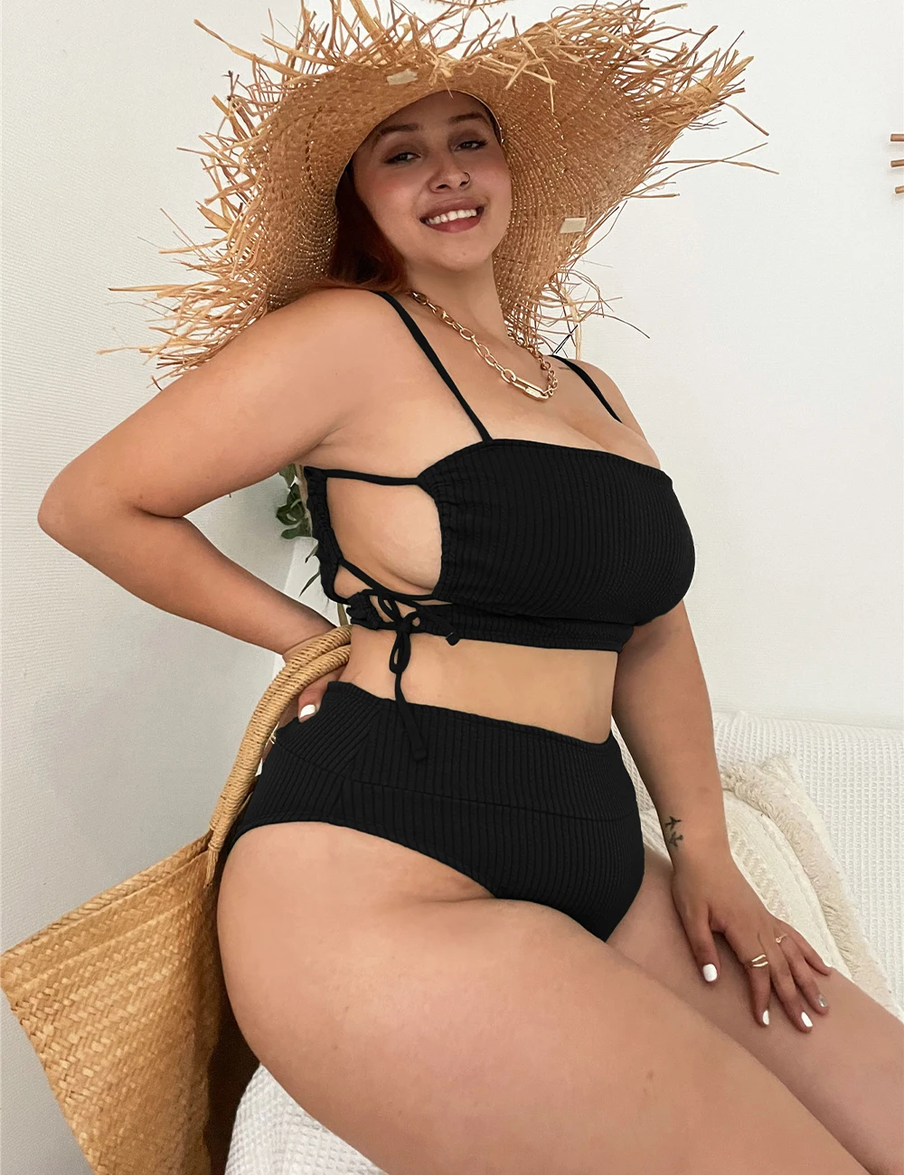 gold bikini set 2022 New Sexy Plus Size Swimwear Women High Waist Swimsuit Female Bikini Bathing Suit Summer Beach Wear Swim Lady 4XL Y0002 orange bikini set