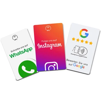 German Writing NFC Printed Cards for Google Reviews Instagram WhatsApp Tap NFC 1