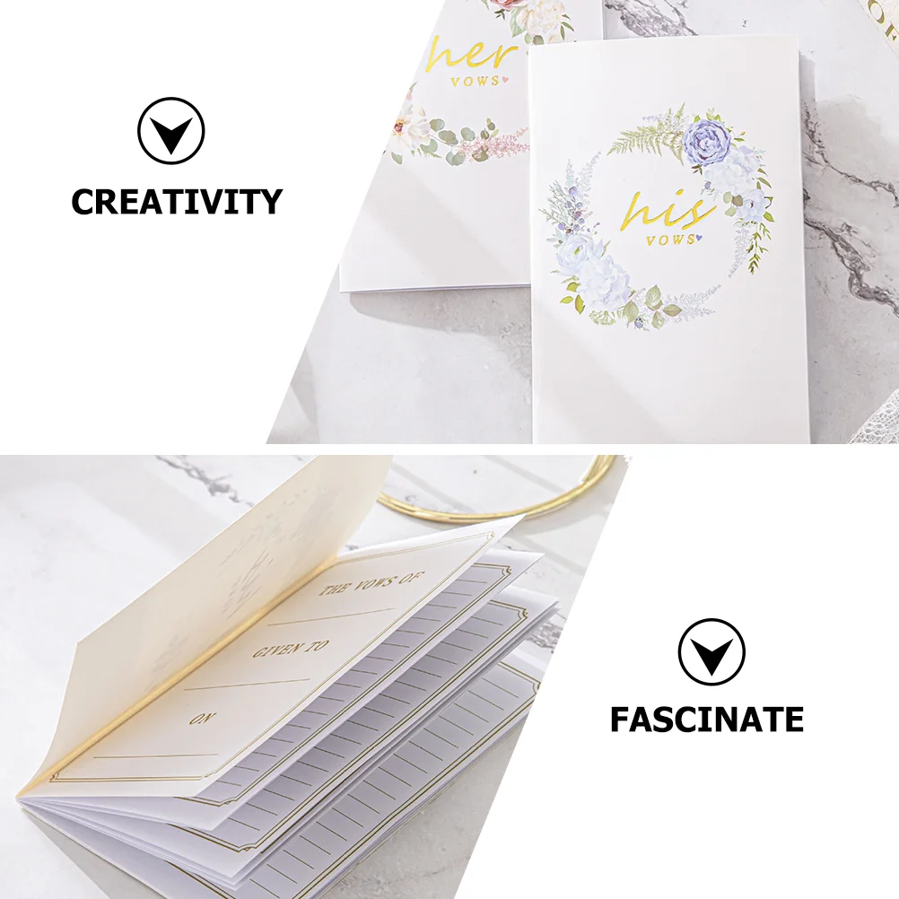 2pcs Wedding Vow Paper Books Wedding Party Vows Cards Bridal Shower Gifts