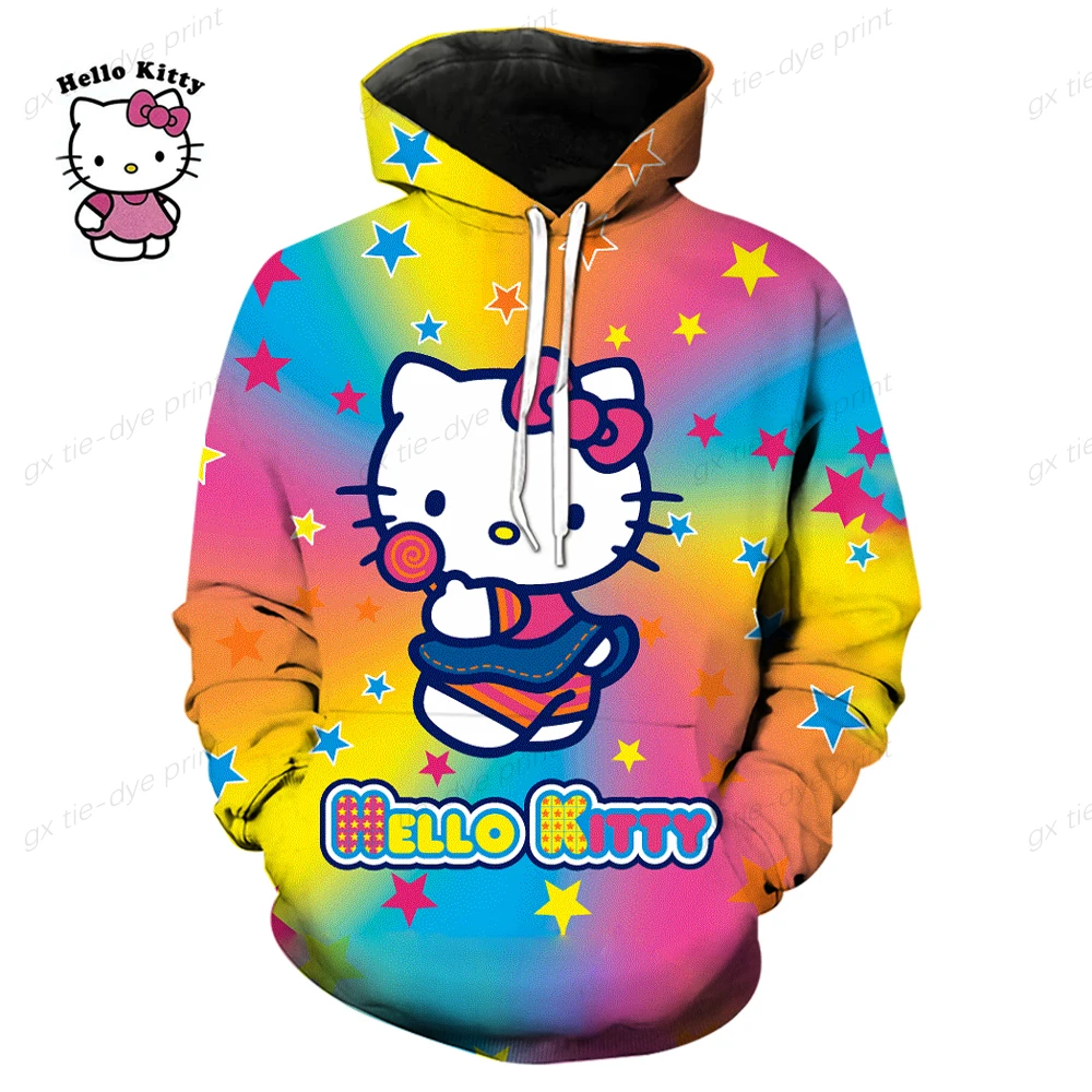 

Japanese sweet HELLO KITTY hoodie girl spring and autumn loose student bf languid lazy trend linger cap top traf