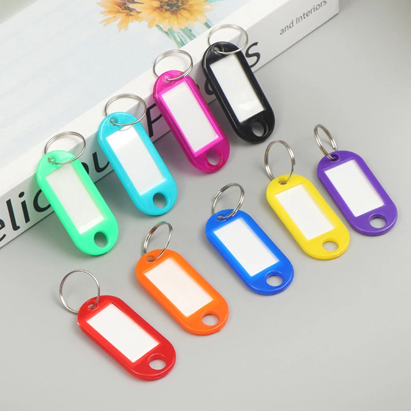 50pcs Colorful Plastic Tags Hotel Number Classification Card Key Tags Label Name Baggage Tag ID Name With Split Ring