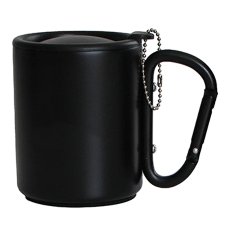 Insulated Portable Outdoor Mug with Carabiner Handle and Lid