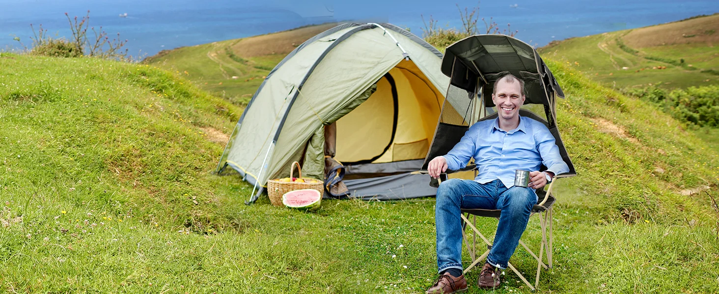folding chair with sun shade