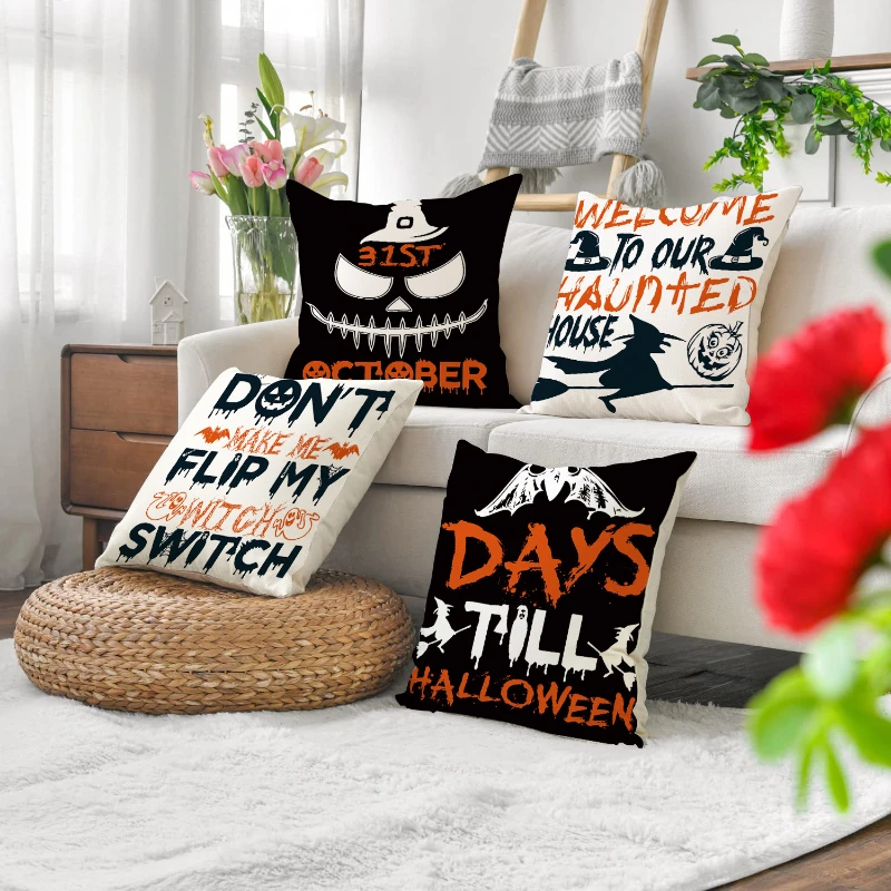 

Anime Creative Printing Pillow Cover Halloween Decoration Linen Living Room Sofa Pillow Cushion Cover