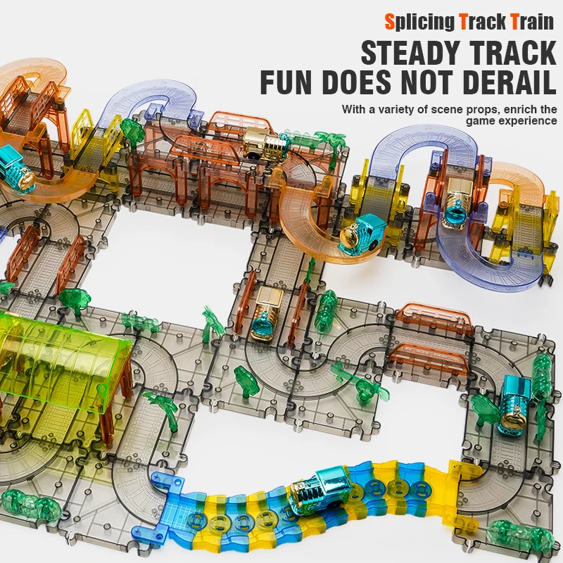 Electric Splicing Track Train Building Interconnect Blocks Toy for Boys Girls Puzzle Education Assembling Track Trains Kids Toy