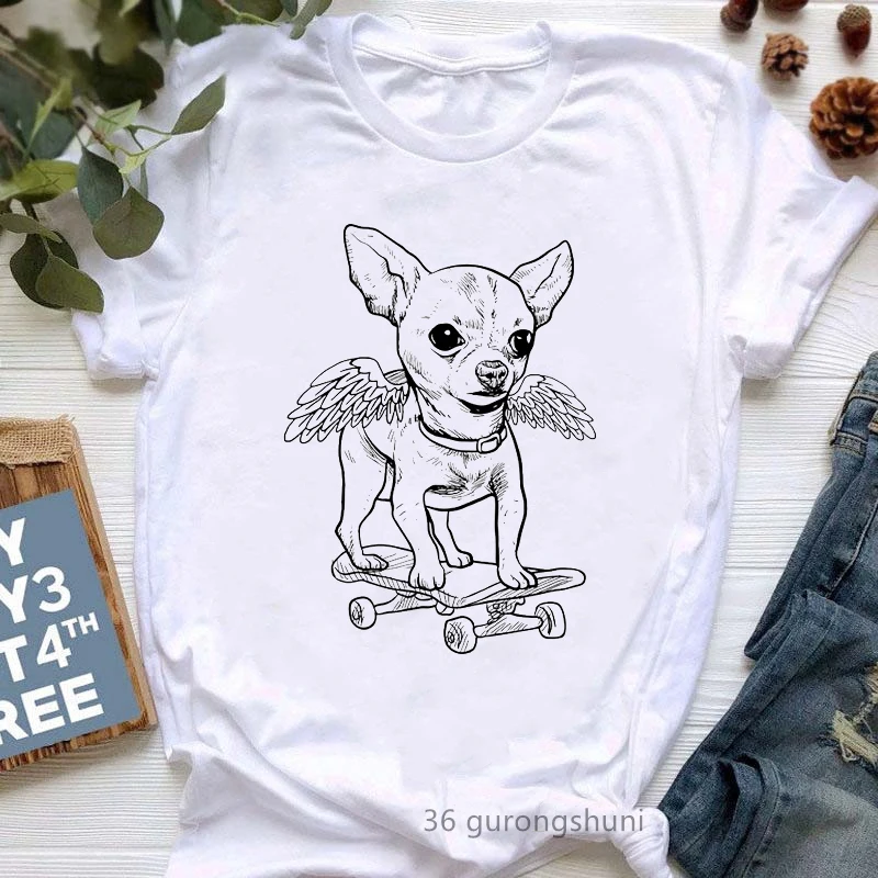 

I Love My Chihuahua Dog Graphic Print Tshirts Girls Funny White T Shirt Femme Summer Short Sleeve Female T-Shirt Streetwear