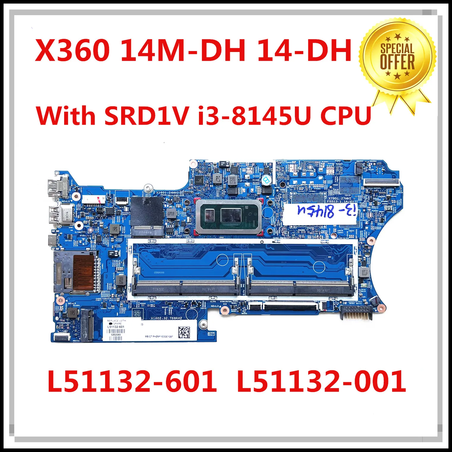For Hp Pavilion X360 14M-DH 14-DH Laptop Motherboard L51132-601