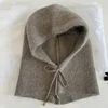 Women Winter Balaclava Knitted  Hats Unisex Hooded Caps Men Outdoor Warmer Drawstring One-Piece Beanies 4