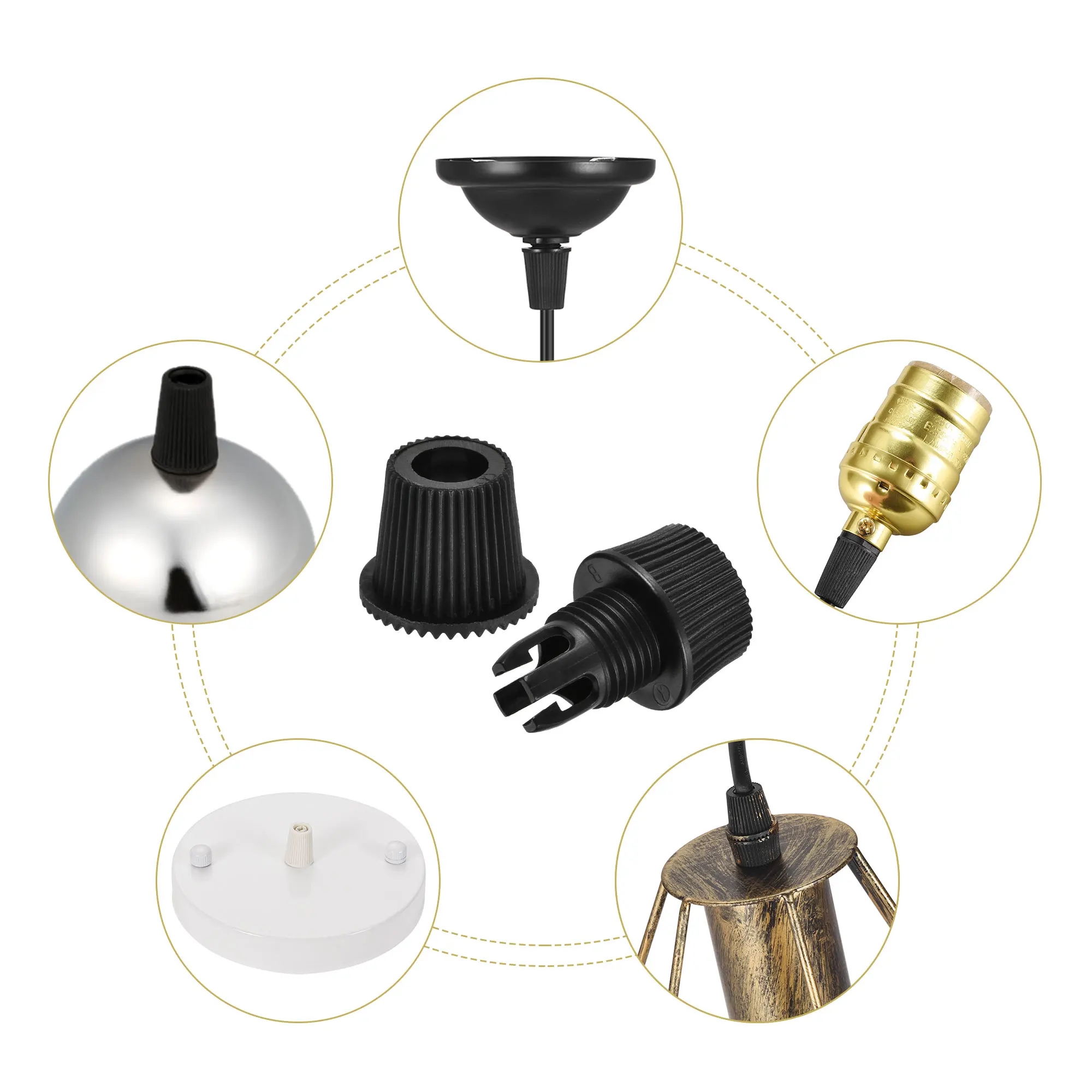 60Pcs Plastic Cable Gland Cord Connector Grips for Wiring Hanging Light Ceiling Pendant Lamp Cord Fastening Lighting Accessories