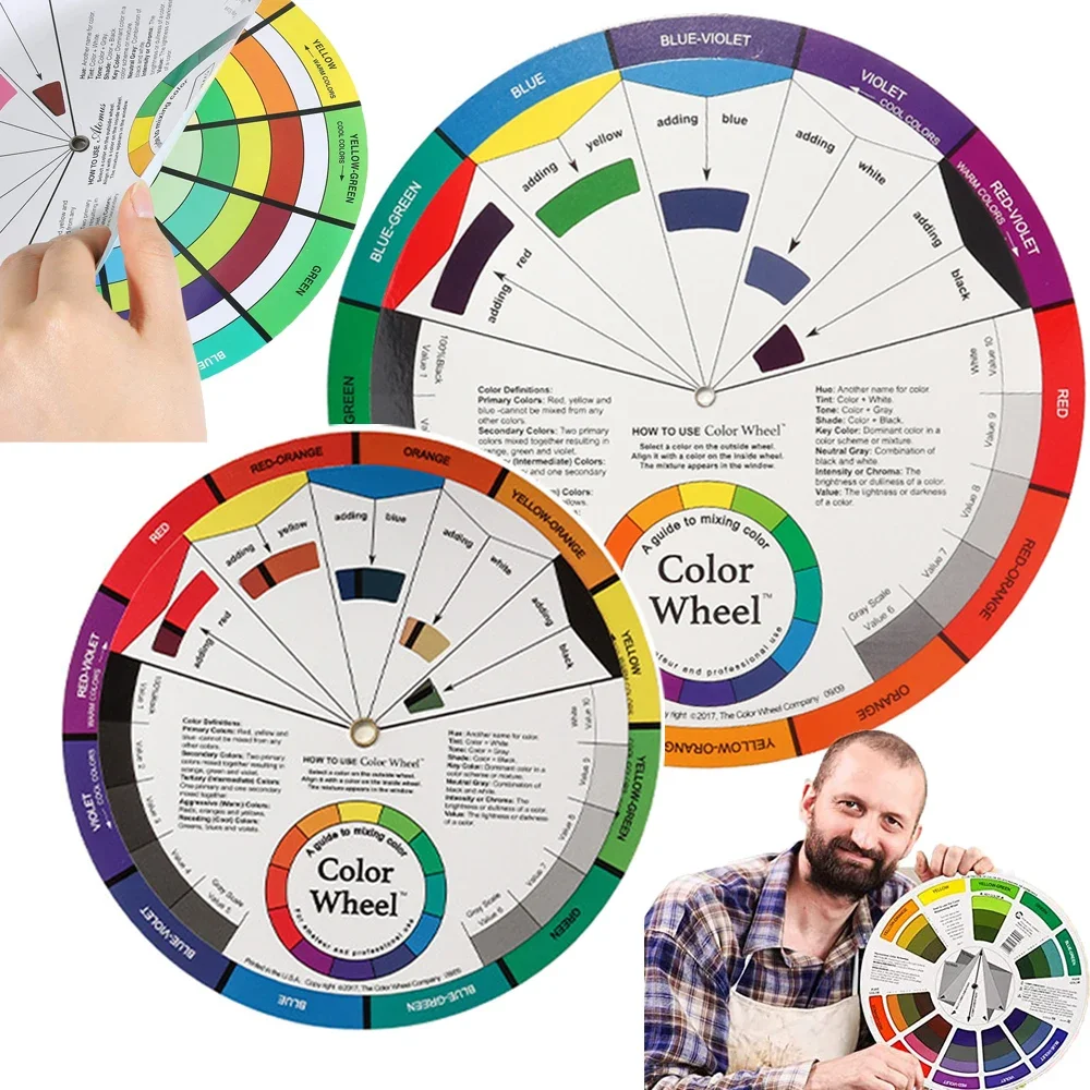 

14/23cm Mixing Guide 1pc Color Wheel Tattoo Color Circle Chromatic Eyebrow Tattoos Nail Polish Makeup Art Class Teaching Tool