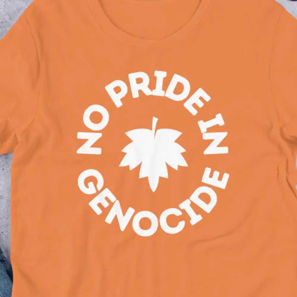 Футболка с надписью «без гордости от генцидиума», «отменить День Канады»