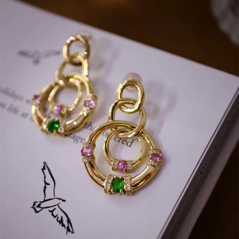 

UBESTNICE Fashion Icon Real 18K Solid Yellow Gold AU750 Heavy Metal Texture Emerald Hoop Earrings Fine Jewelry Women Party Gift