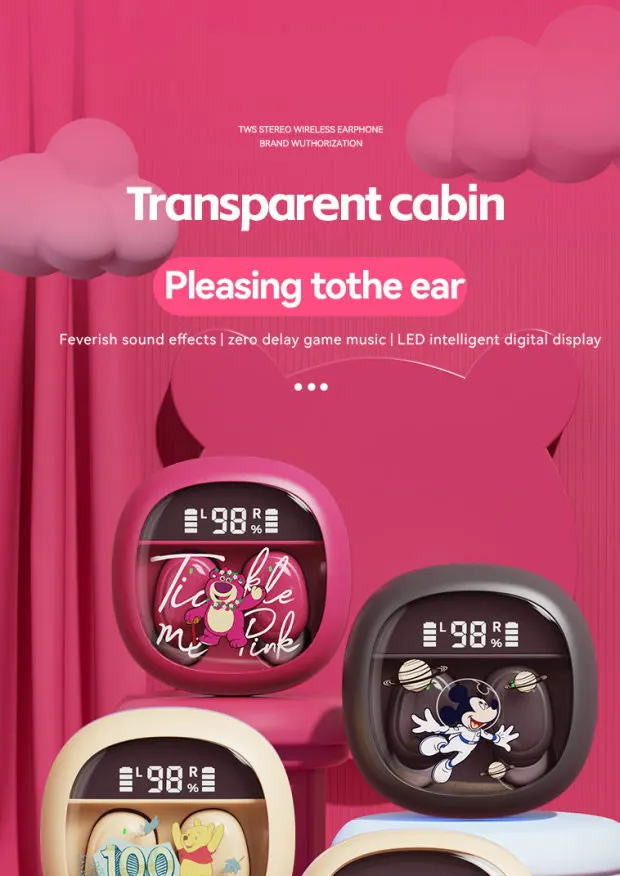 Disney M41 Bluetooth Wireless Headphones with High-Definition Sound Quality, Noise Cancelling Music Headset with Super Long Batt
