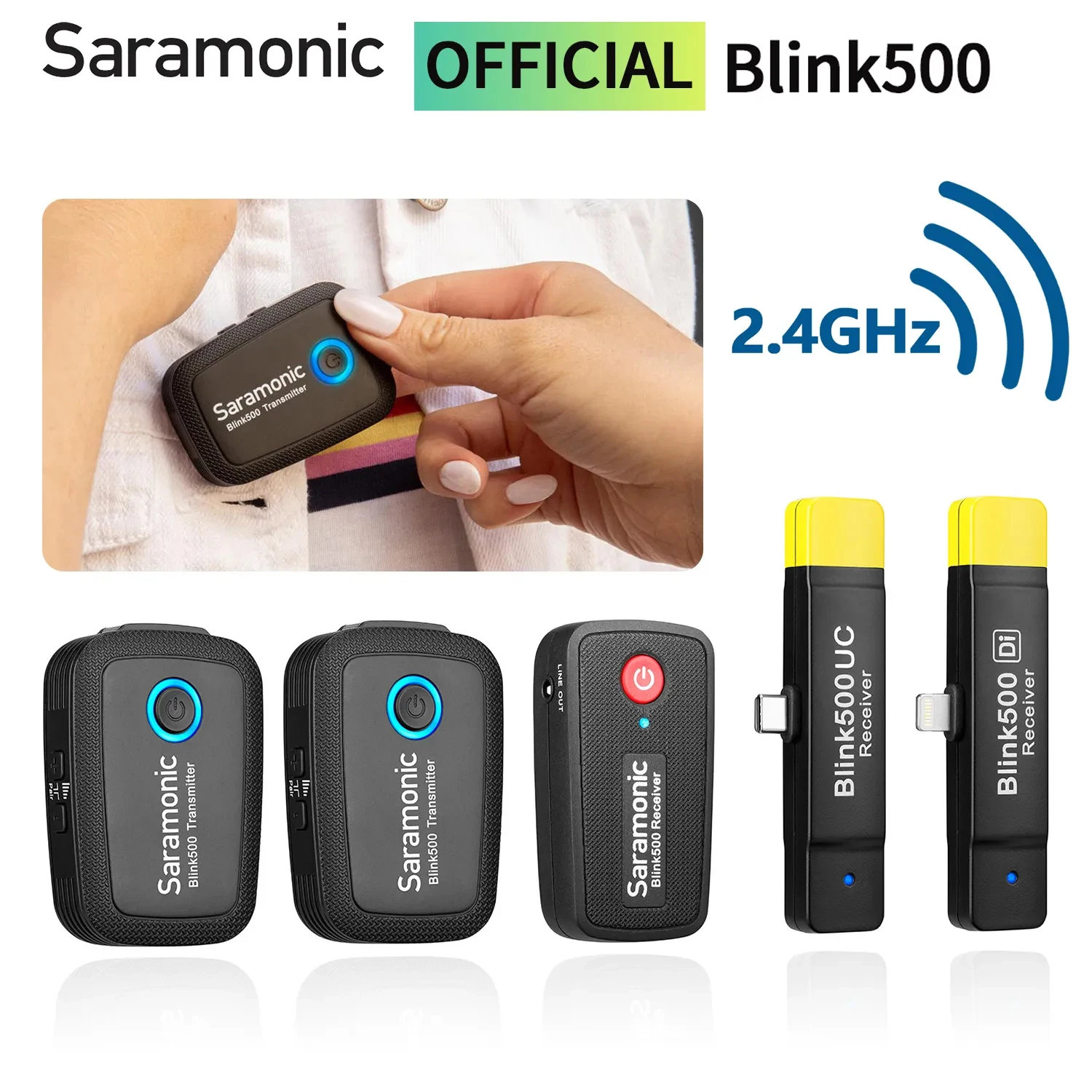 Saramonic Blink500 Wireless Lavalier Lapel Microphone for iPhone Android PC Computer Smartphone DSLR Streaming Youtube Recording