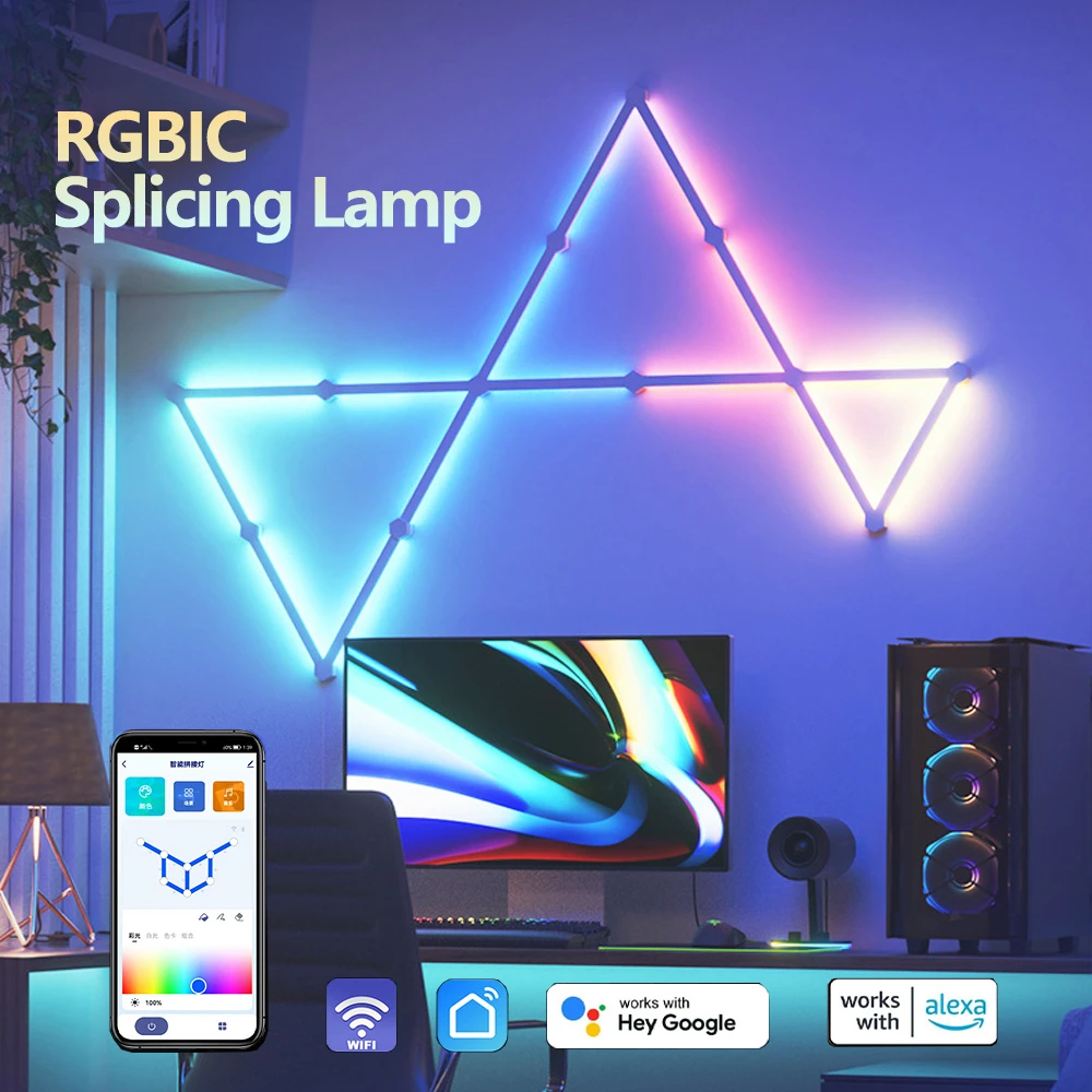 Rgbic Wifi Smart Wall Lamp Led Lights Bar App Music Sync Diy Atmosphere