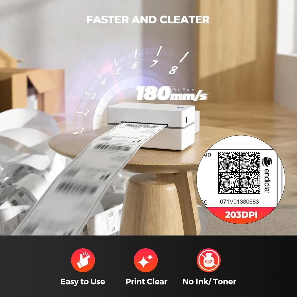 Bluetooth Thermal Label Printer, 130B Wireless 4x6 Shipping Label Printer for Shipping Packages Small Business Office or Home 2