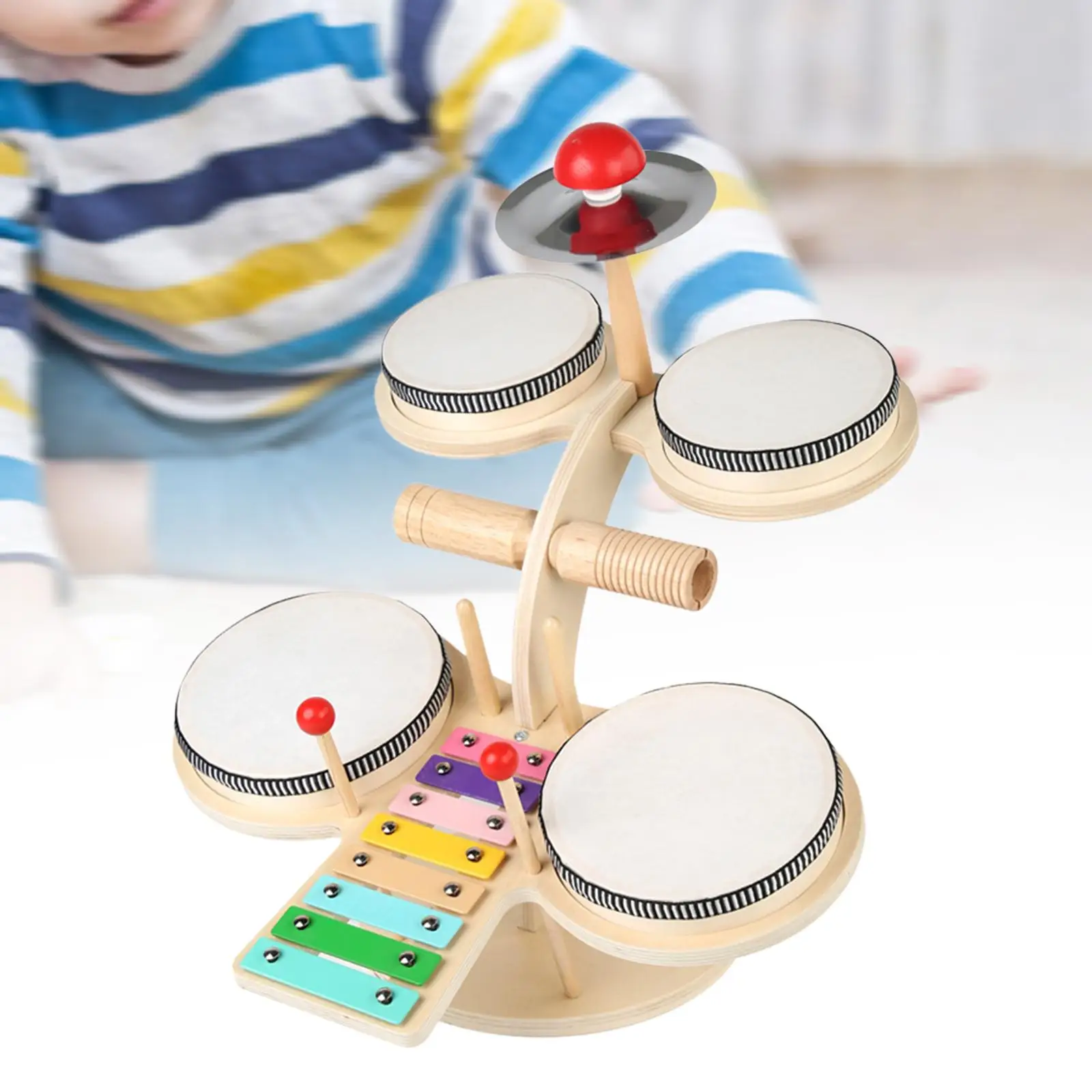 

Детский барабан для возраста, детская многофункциональная Праздничная игрушка для развития моторных навыков с тарелкой, детские музыкальные игрушки