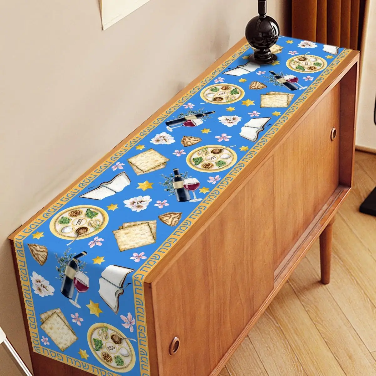 Passover Linen Table Runner – Pesach Seder Jewish Party Decor 6