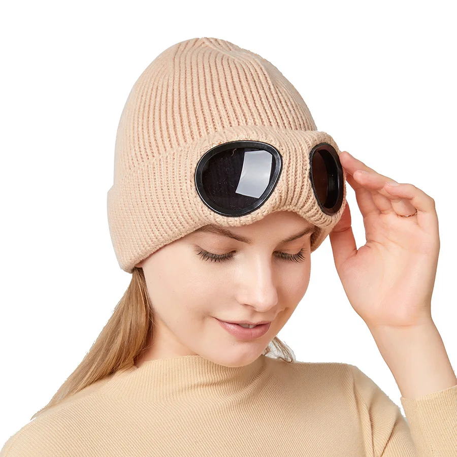 Gorro de aviador con personalidad para mujer, de sol Unisex para mantener el gorros de esquí de punto, novedad de invierno _ - Mobile