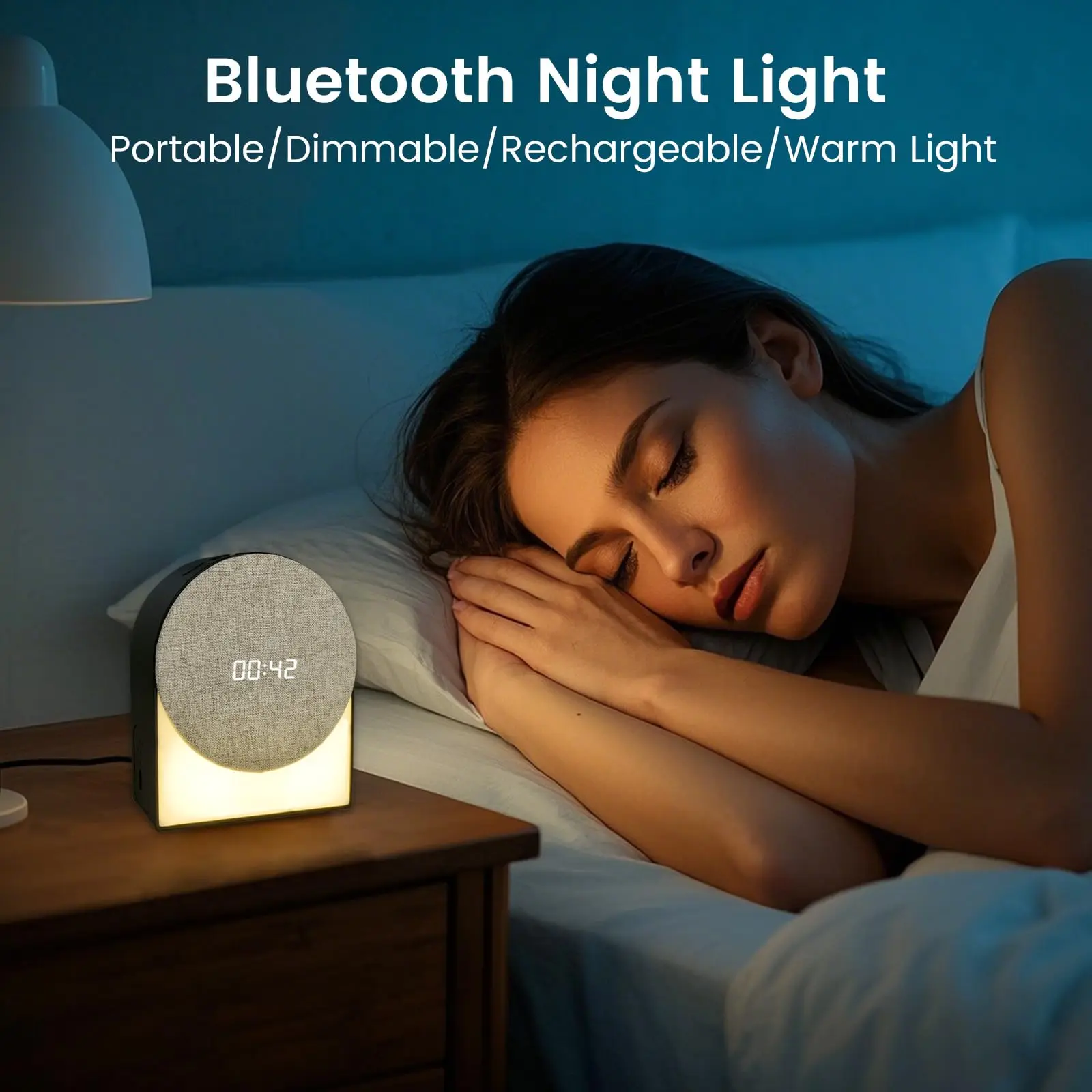 Mini Portable Sleep Bluetooth Speaker Wireless White Noise Sleep Aid Soundbar LED Night Light with Time Alarm Clock Sleep Timer