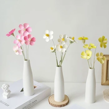 Vaso in ceramica bianca con boccioli Piccoli vasi da fiori Piante idroponiche Vaso Vasi decorativi moderni per la decorazione del tavolo da pranzo del soggiorno di casa 1