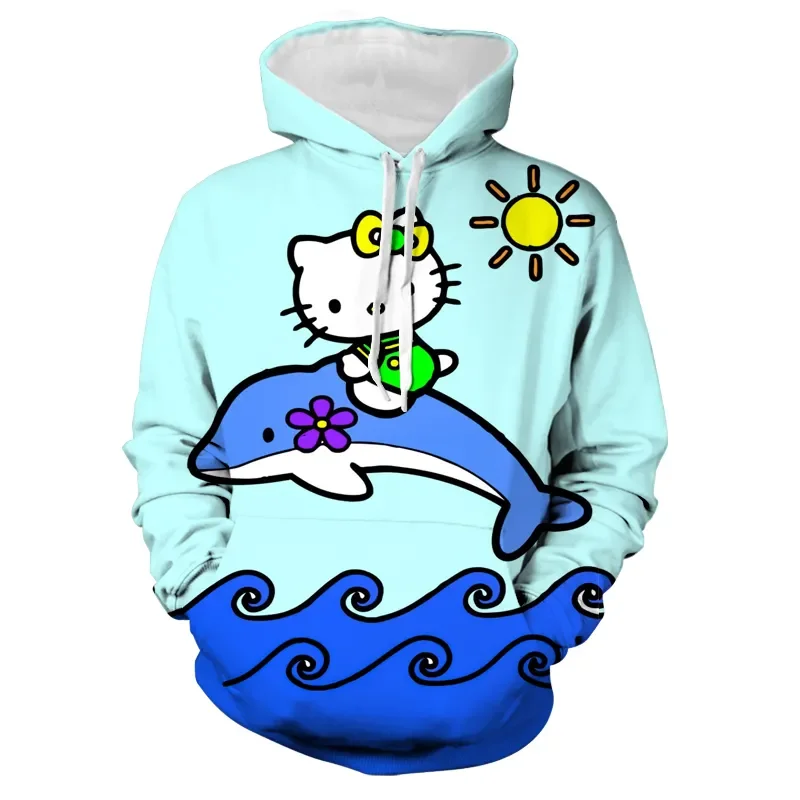 

Girls Pink Cute Girls Fashion Hello Kitty Year Pullover Hooded Sweater Fashion Autumn Sweater Parent-child Sportswear Girls Wear