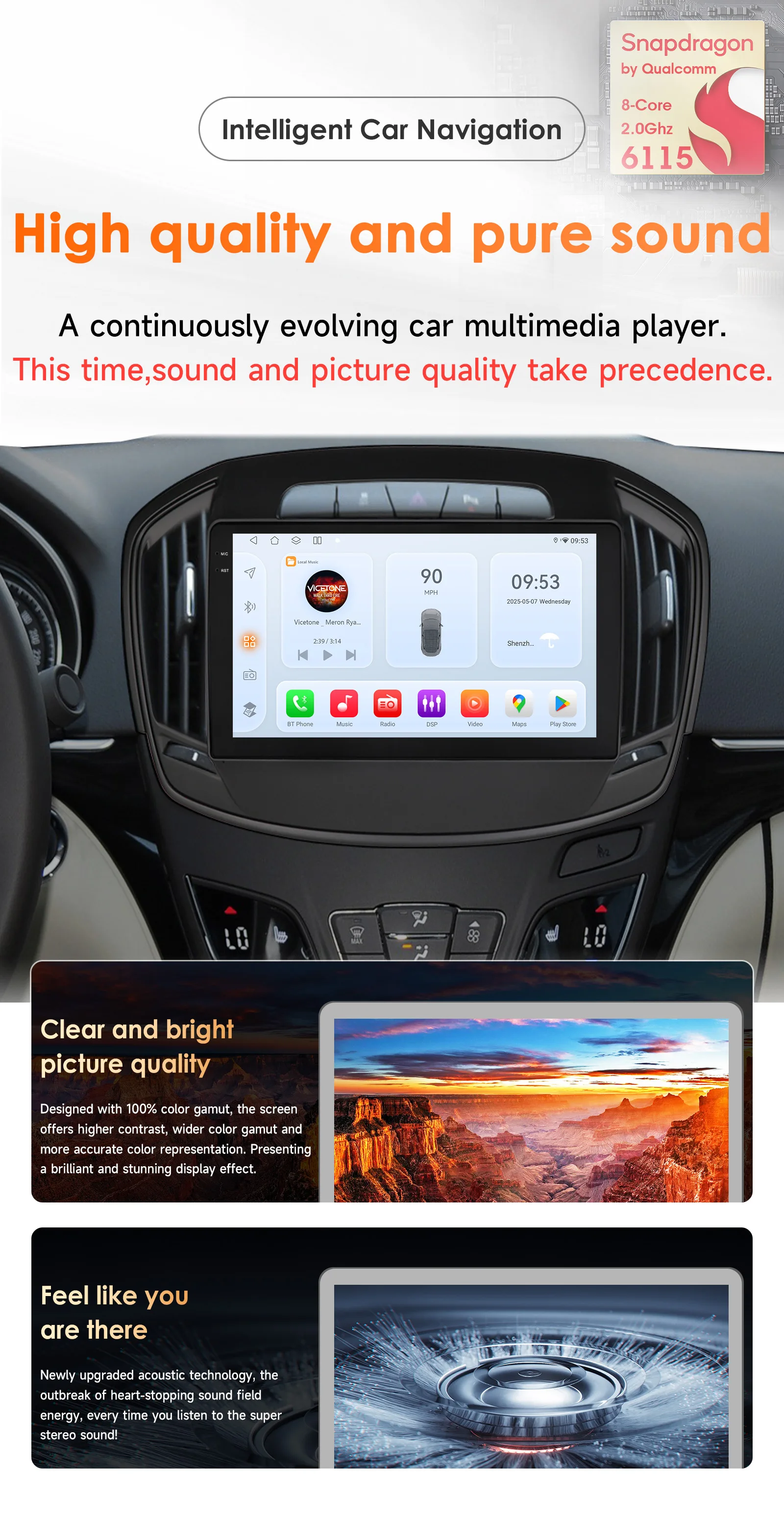 Hizpo Auto-Intelligentes System-Radio für Buick Regal und Opel Insignia 2014 - 2017 GPS-Navigation Autoradio CarPlay Android Auto – Detail 4