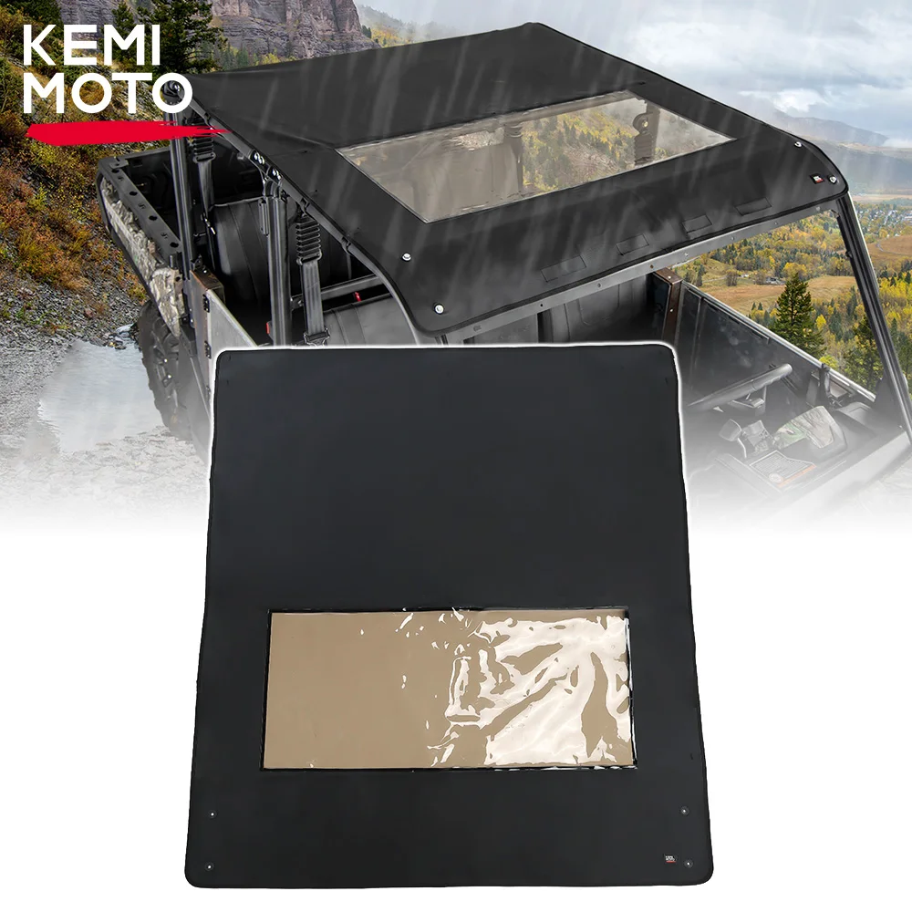 KEMIMOTO UTV Canvas Soft Roof Top Sunshade Water-Resistant Black Fabric PVC Compatible with CF-MOTO Uforce 1000 XL 2022-2023 sunshade sail oxford fabric rectangular 6x8 m cream