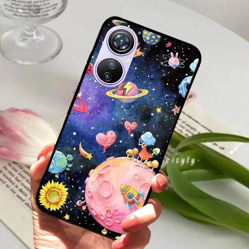 Animal Cartoon Soft Silicone Black Phone Case, 6.67 Premium Cover