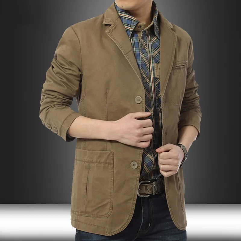 Men Blazer Middle-aged Loose Men Fashion Business British Style Casual Suit Three Button Cotton Casual Clothes Single West Coat 3
