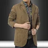 Men Blazer Middle-aged Loose Men Fashion Business British Style Casual Suit Three Button Cotton Casual Clothes Single West Coat 3