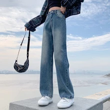 

джинсы женские High Waist Classic Jeans Women Loose Casual Straight Long Denim Pants For Ladies Fashion Bottoms