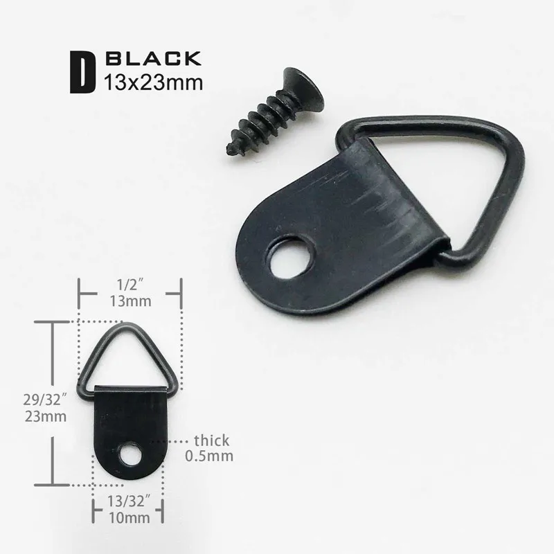 Description Picture 4 of itemGolden Silver Black Triangle D-Ring Hanging Oil Painting Mirror Picture Frame Hanger Art Work Photo Wall Hook with screws