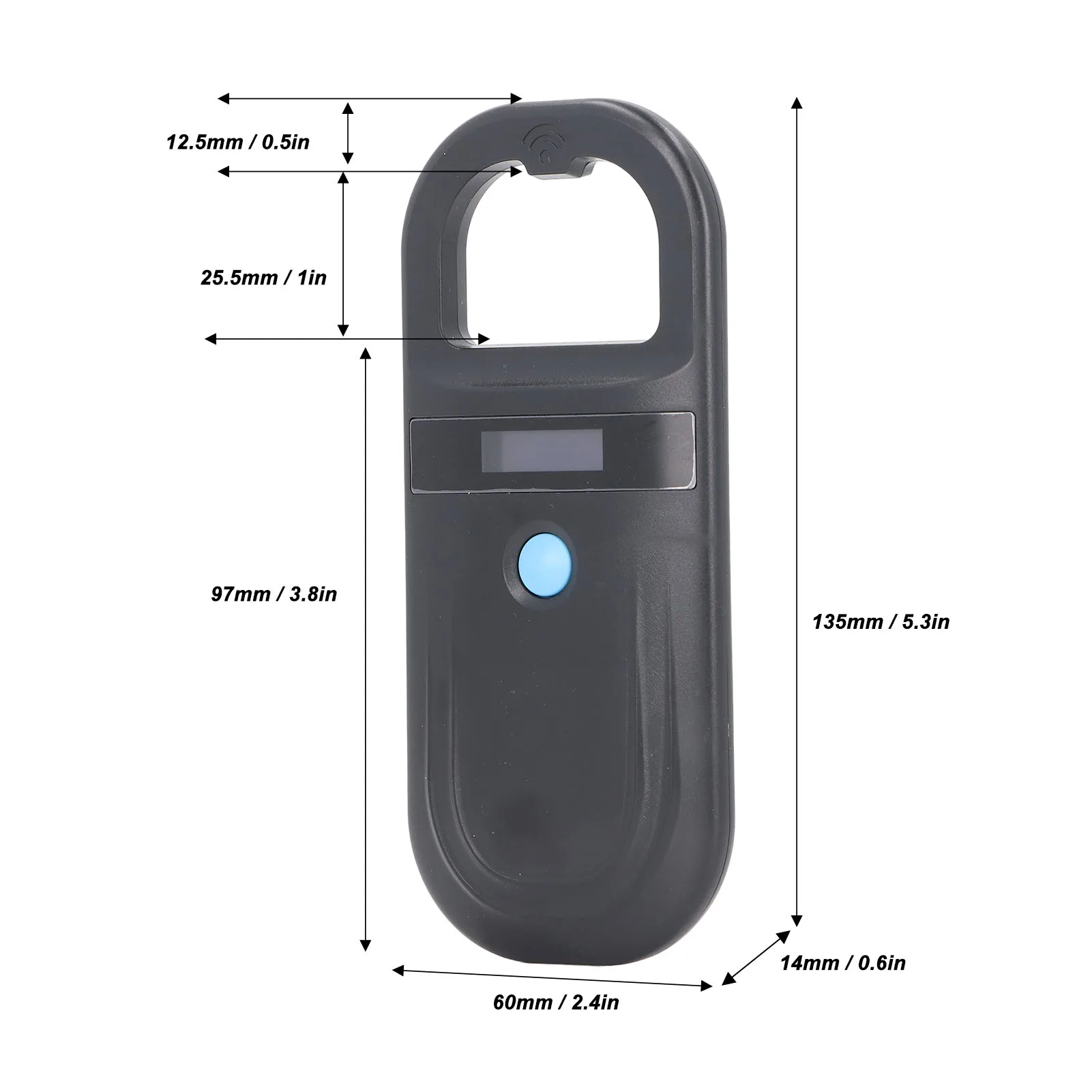 Pet Chip Scanner 134.2KHz Animal Tag Reader 3.7V 800mAh Battery Compact Size 15cm Reading Distance for Resource Management