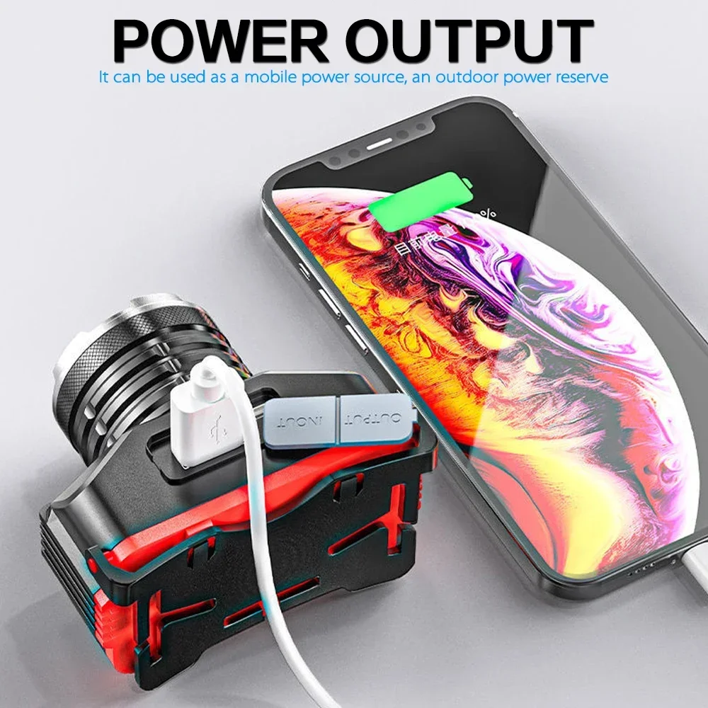 슈퍼 브라이트 LED 헤드램프, USB 충전식, 방수 헤드 손전등, 유도 헤드 램프, 캠핑 낚시 사냥용