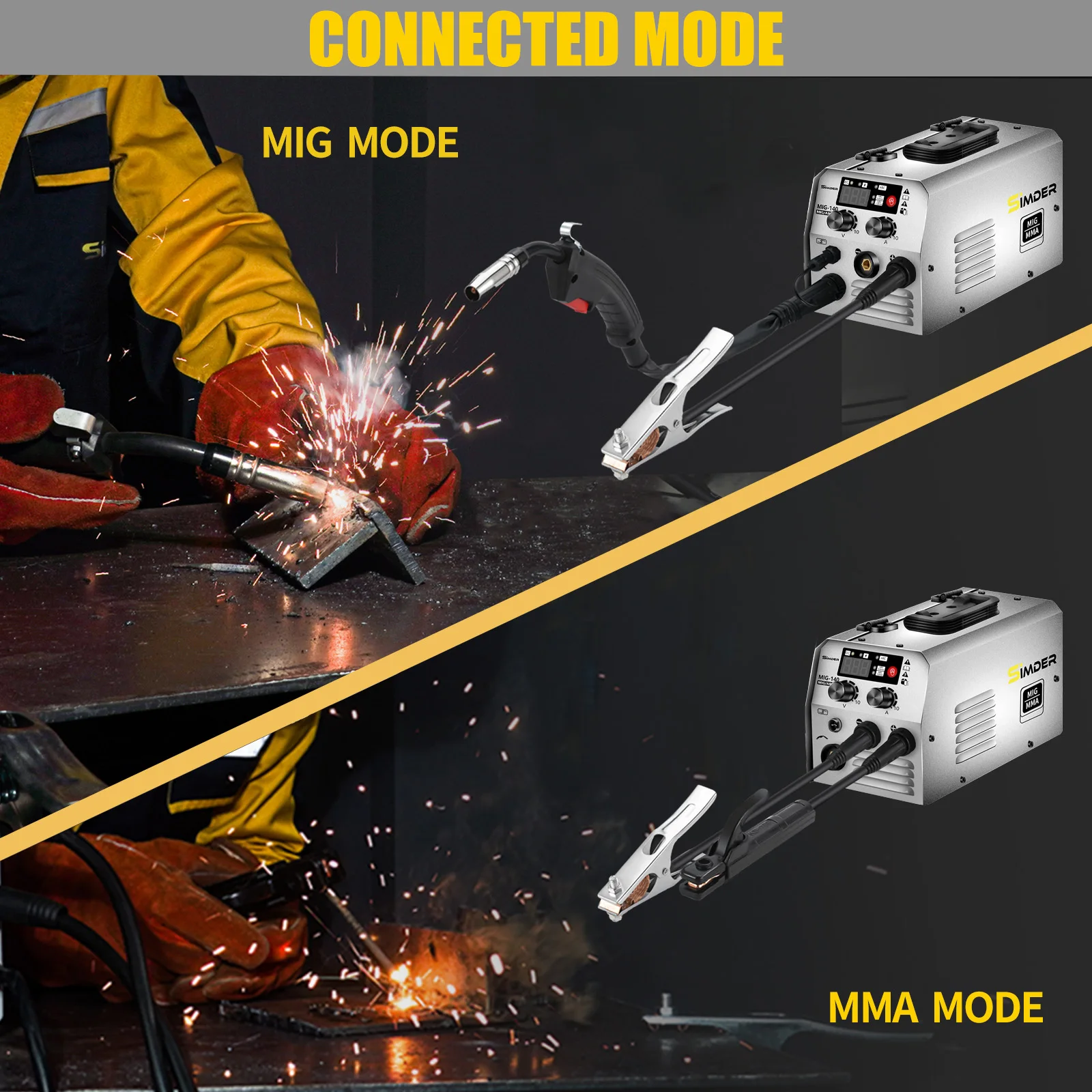 SSIMDER MIG Welder 140A 2 in 1 Stick/Flux Core Welder 110V/220v Dual Voltage Welding Machine with Flux Cored Wire MIG/ARC