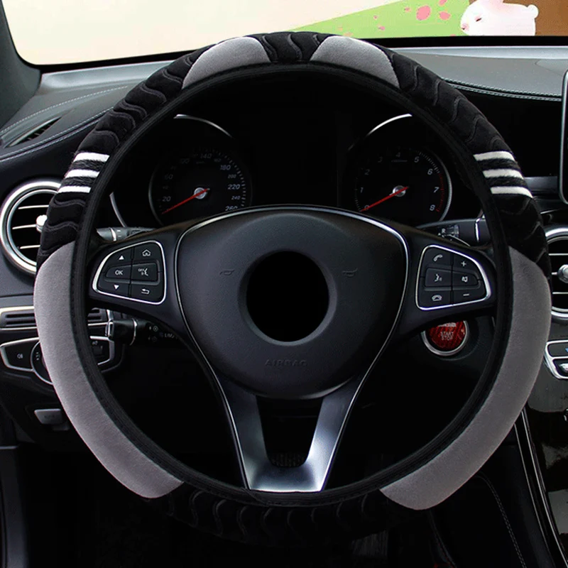 15" 38cm Car Steering Wheel Cover Plush Little Monster Elastic Warm Anti-slip Wheel Cover Car Styling Accessories for Women steering wheel cover