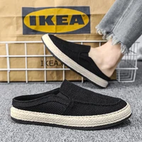 Sandales d'extérieur pour hommes, demi-pantoufle, chaussures d'été décontractées, toile à fond souple, chaussures de marche légères, chaussures vulcanisées 1