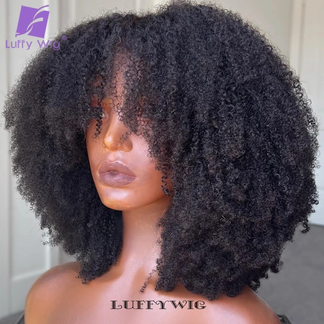 Perruque Afro Brésilienne Naturelle Crépue 100% Naturel Pour Femme, Cheveux  Courts, Bouclée, Fait À La Machine, 4b, 4c - Plein Machine Perruques -  AliExpress