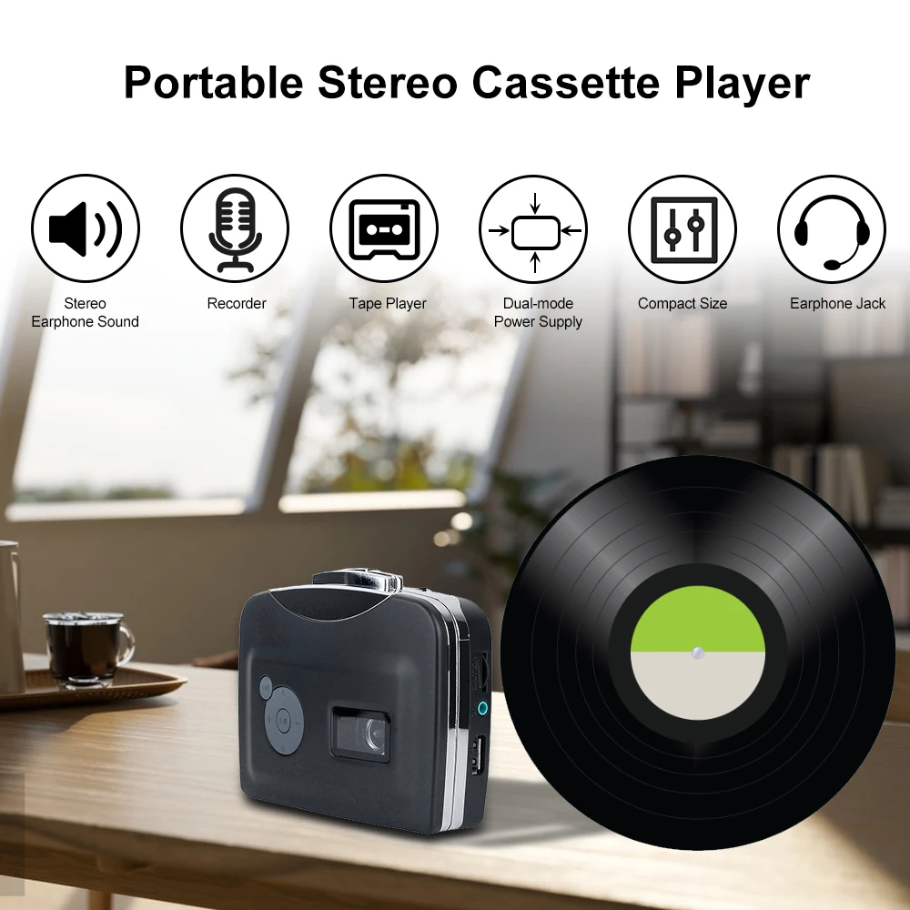 ezcap230 USB Cassette Player w/ Earphones Tape-to-MP3 Converter Walkman Voice Recorder Built-in Speaker Microphone