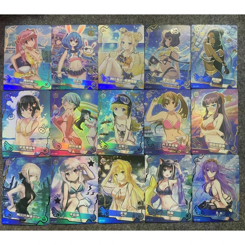 

Anime Girl Diy Gold-plated Folding Glitter Card Set 15pcs Animation Peripherals Game Collection Cards