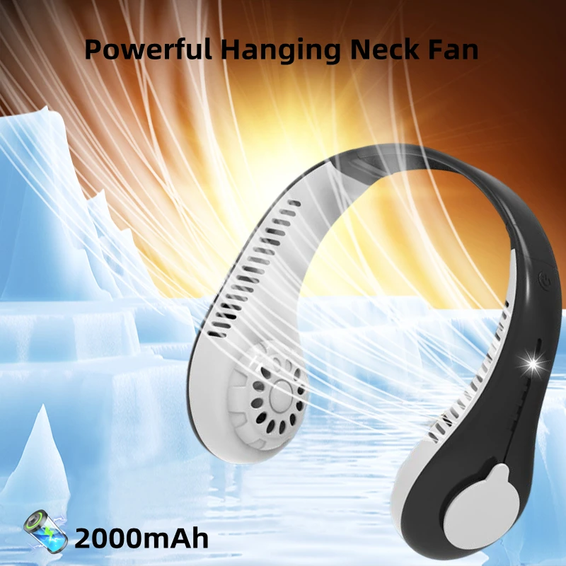 

3 Gear Adjustment Usb Fan Rechargeble 360° Surround Wind Long Battery Life Mute Portable Mini Fan Neck Bladeless Ventilator