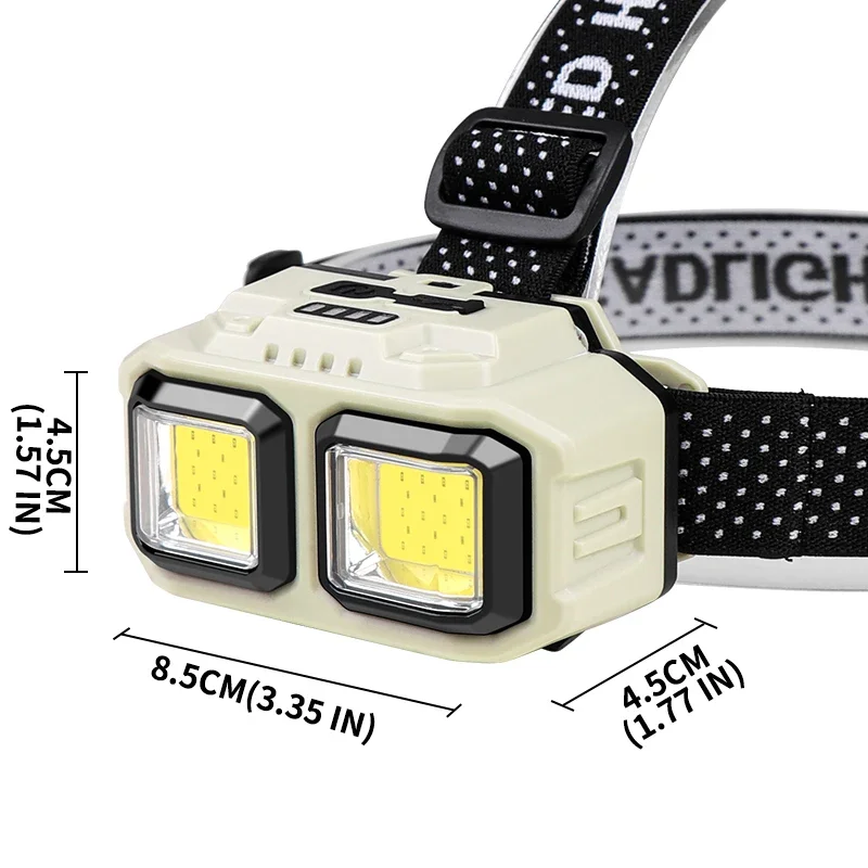 Head Flashlight Cob Headlamp Powerful LED Headlamps 18650 Rechargeable Battery Headlight Dual Light Source Head Torch Outdoor Waterproof Camping Lantern