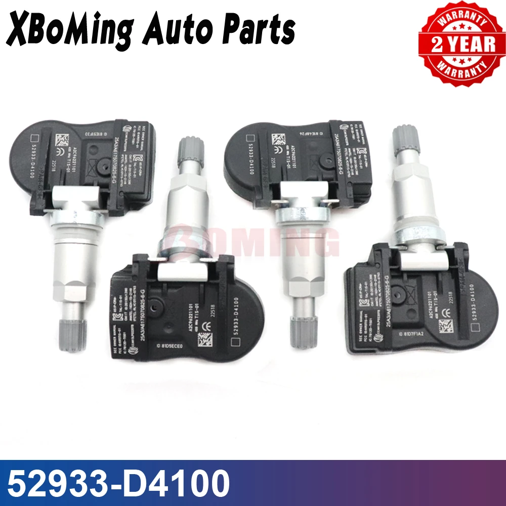 

4PCS Tire Pressure Sensors 52933-D4100 For Hyundai Elantra Genesis Ioniq Santa Kona Kia Soul Sorento Optima 433MHz 52933D4100
