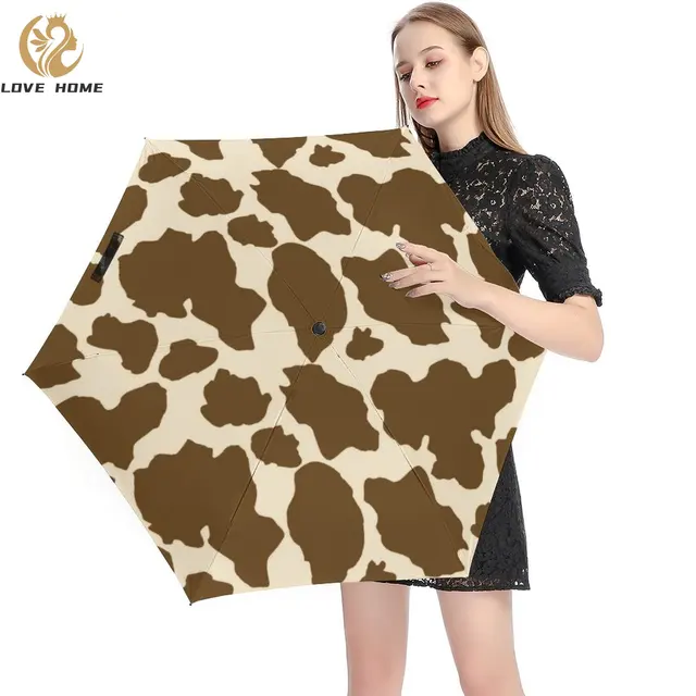 Animal Cow Print 5 Fold 6 Ribs Umbrella: A Trendy and Functional Must-Have