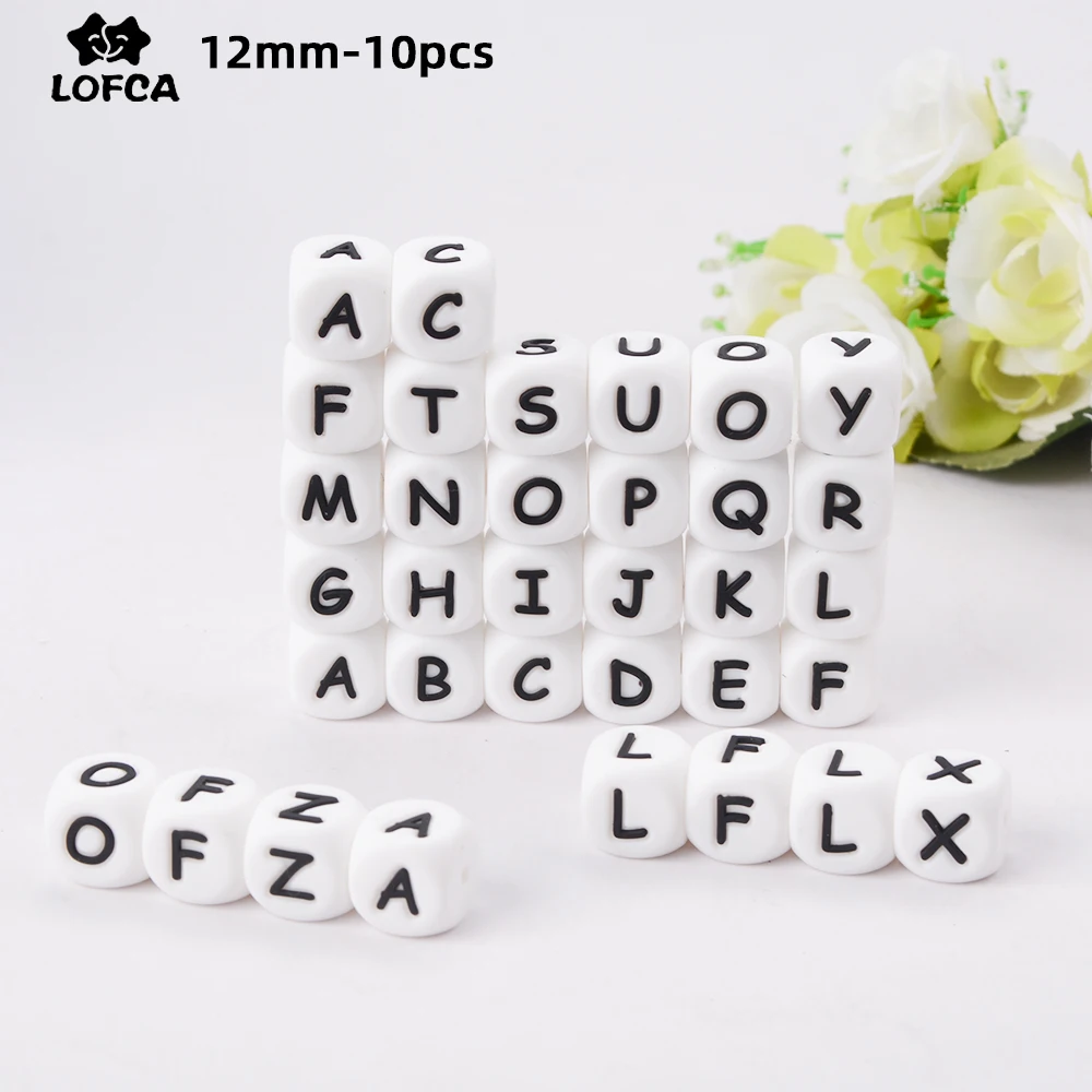 10pcs 12MM Silicone Letters Beads Baby Teething Teethers English Alphabet Letter Beads BPA Free Baby Shower Gifts