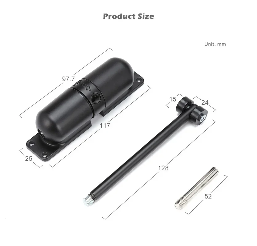 Black door closer 180 Degree Spring er Stopper Pulley Mute Adjustable Force Automatic Door Closing Device Door Accessories