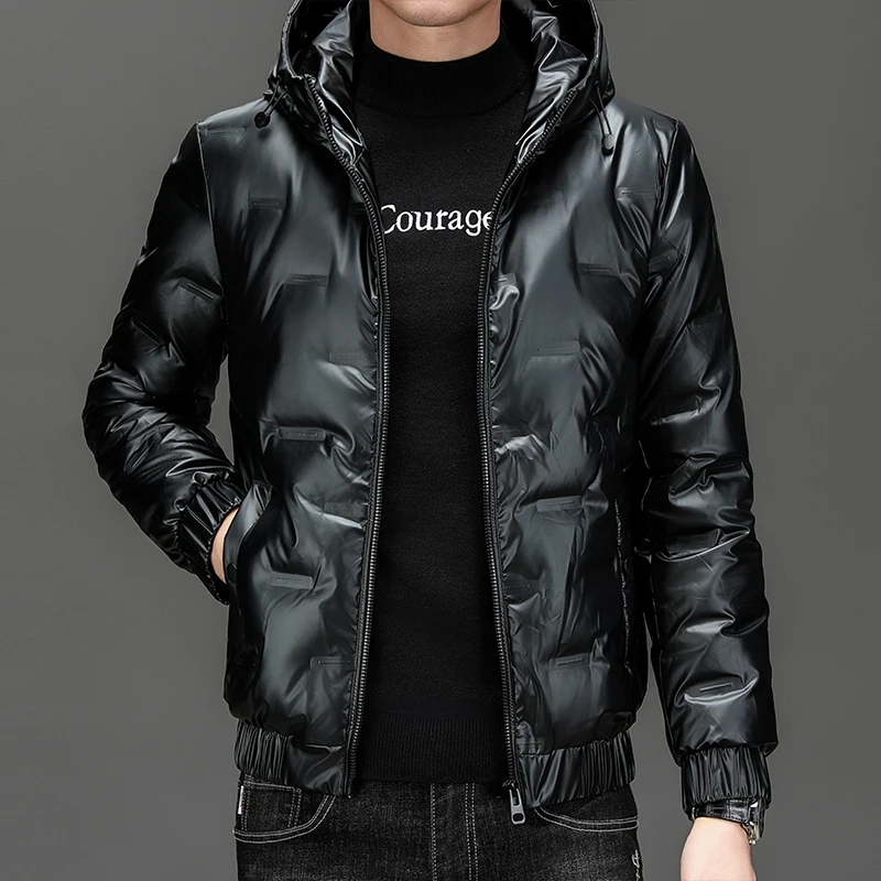 New Trendy 80% White Duck Down Sport Coat Winter Fashion Bright Color Warm Jacket Thick Thermal Hooded Outwear
