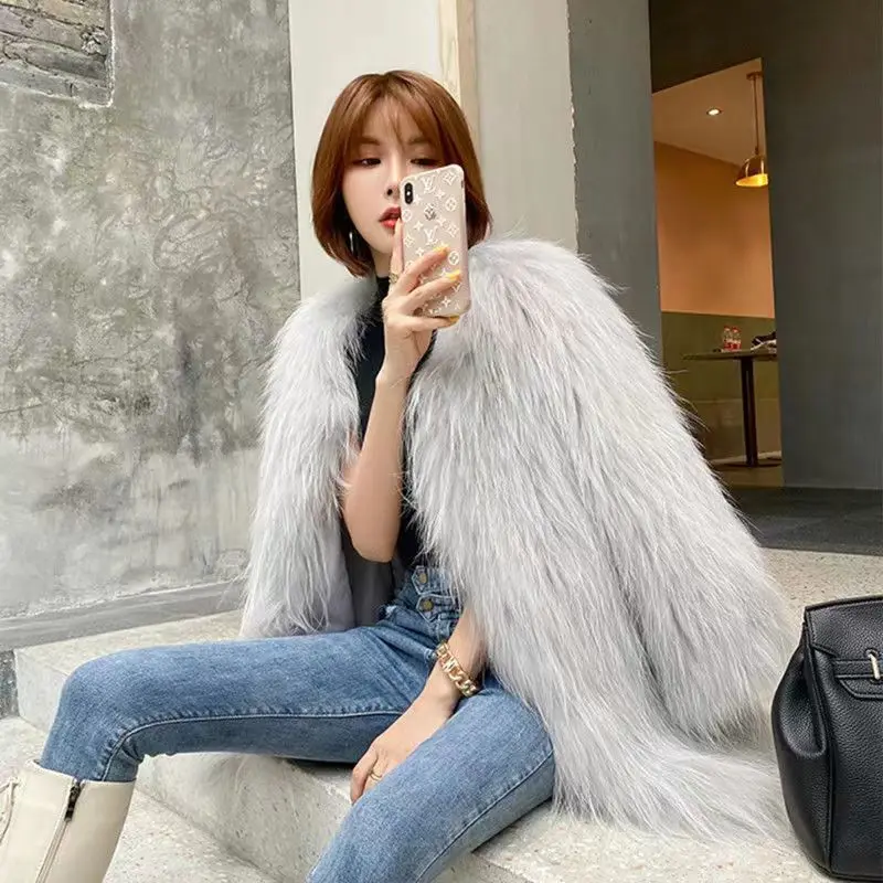 2022 Autumn And Winter New Fashion Temperament Self-cultivation Foreign Style Age-reducing Medium And Long Faux Fur Coat Women
