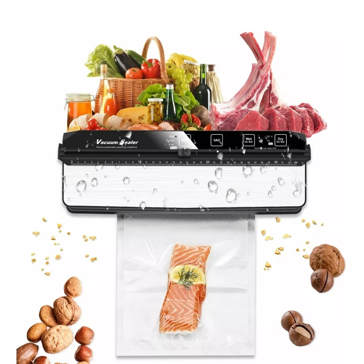 전기식 식품 진공 밀봉기 주방 식품 보관 신선 포장기 식품 보존용 보관 백 포함